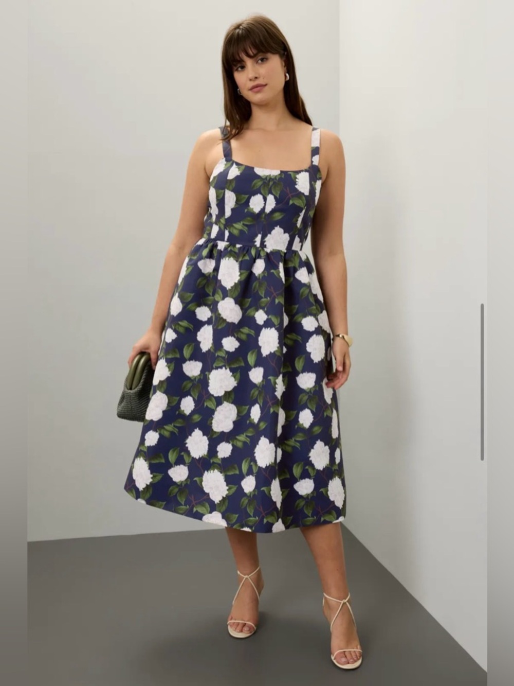 Sachin & Babi olena floral dress 
Floral Square-Neck Midi Dress Navy and White
